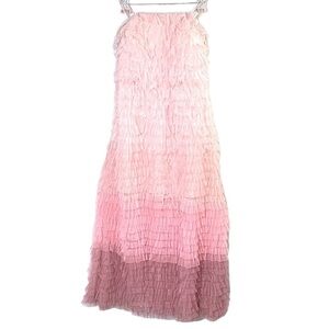 Ina Pink Ombre Ruffle Strapless Gown Sz Large